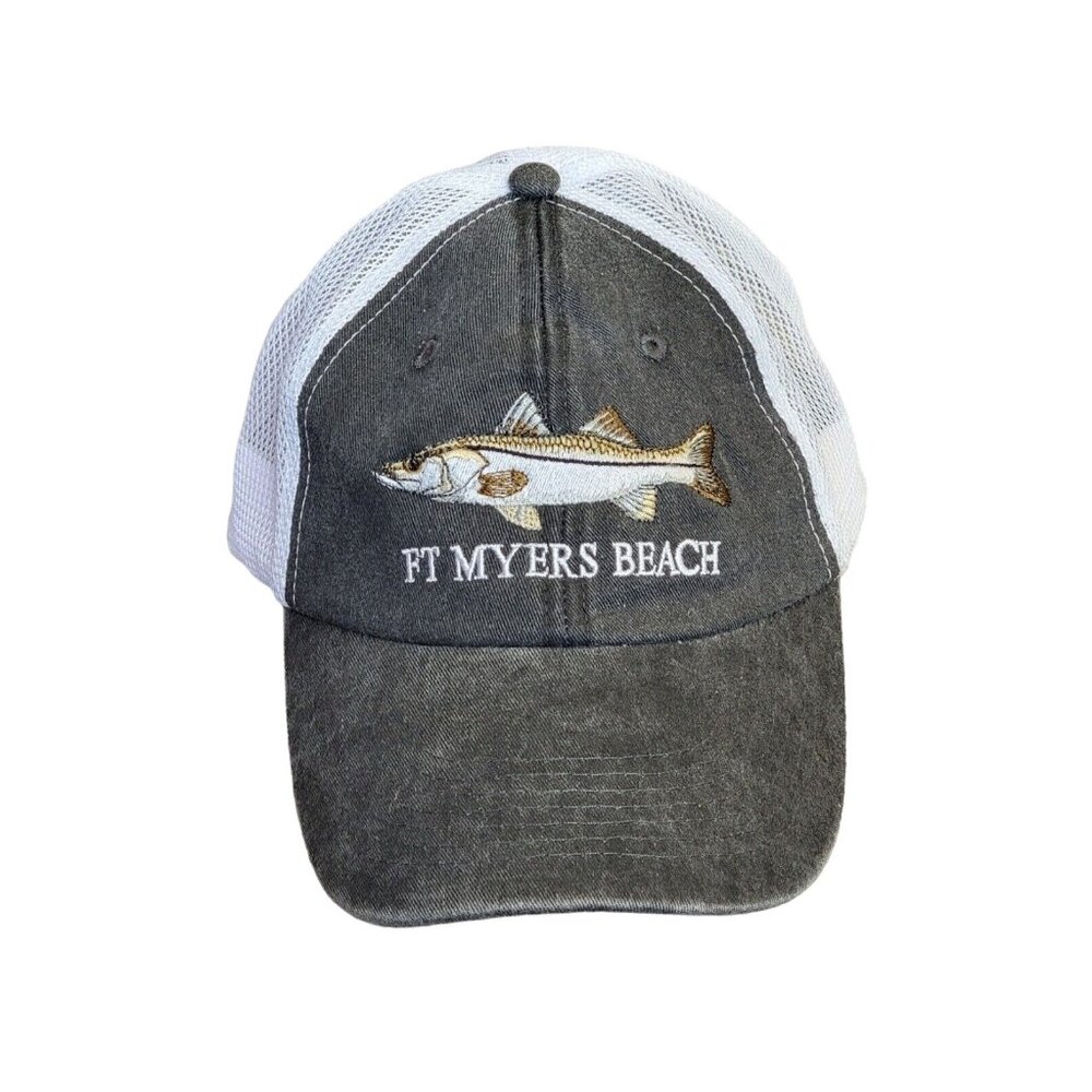 Distinctive Headwear Fishing Hat Ft Meyers Beach Embroidered Fish Twillsport Cap